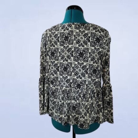 Eri + Ali Hervine‎ Blouse Black Paisley Print - Size Small - Picture 3 of 7